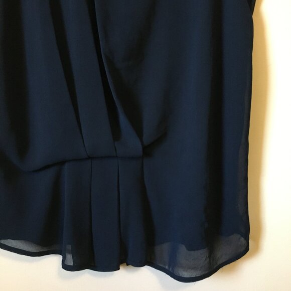 Dex Dark Navy Blue Chiffon Super Pleat Art Deco Two Layer Tank - Picture 4 of 13